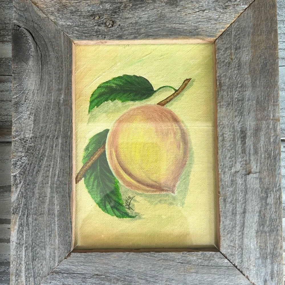 Set of 2 Original Oil Paintings in Wood Frames. Pear and Peach Paintings - Picture 6 of 10